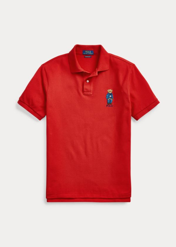 Polos Polo Ralph Lauren Hombre Rojos - Custom Slim Fit Bear - HOFRI9632